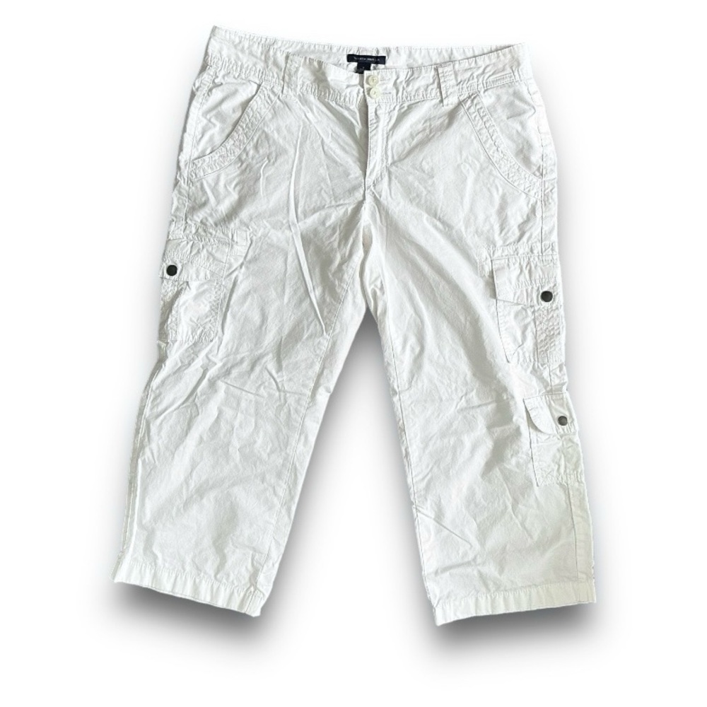 Y2K Tommy Hilfiger White Low Rise Cargo Cropped Pants Women’s Size 8 Coastal